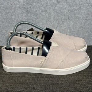 Toms Classic Natural Heritage Canvas Cupsole Slip-On Shoes-Cream-Women Size 8.5